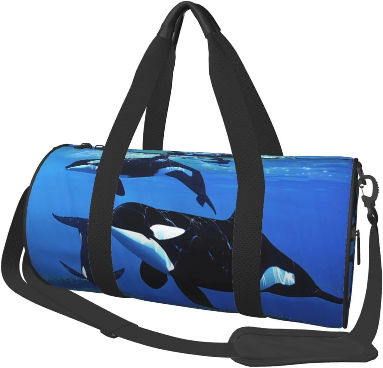 Killer Whales Swim Along Printed Sports Gym Bag for Men Women Foldable Duffel Bag Carry On Weekender Bag for Travel Sports