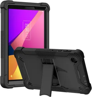 KIQ Guardian Case for TCL Tab 8 LE/TCL Tab 8, Hybrid Shockproof Cover with Kickstand - Black/Black