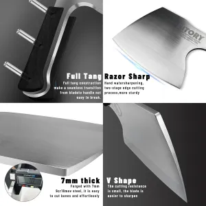 Kitory Meat Cleaver, Super Massive Heavy Duty Axe shape Kitchen Knife for Big Bones Beef Bones and Frozen Meat, bones breaker, Full Tang Butcher Knife, Black Wooden Handle