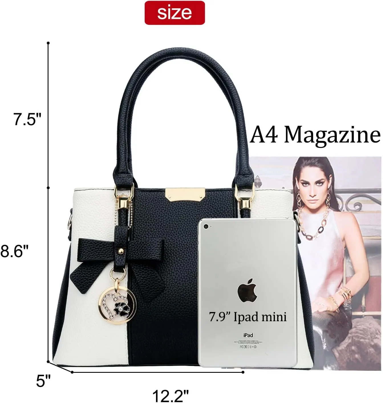 KKXIU 3 Zippered Compartments Purses and Handbags for Women Top Handle Satchel Shoulder Ladies Bags