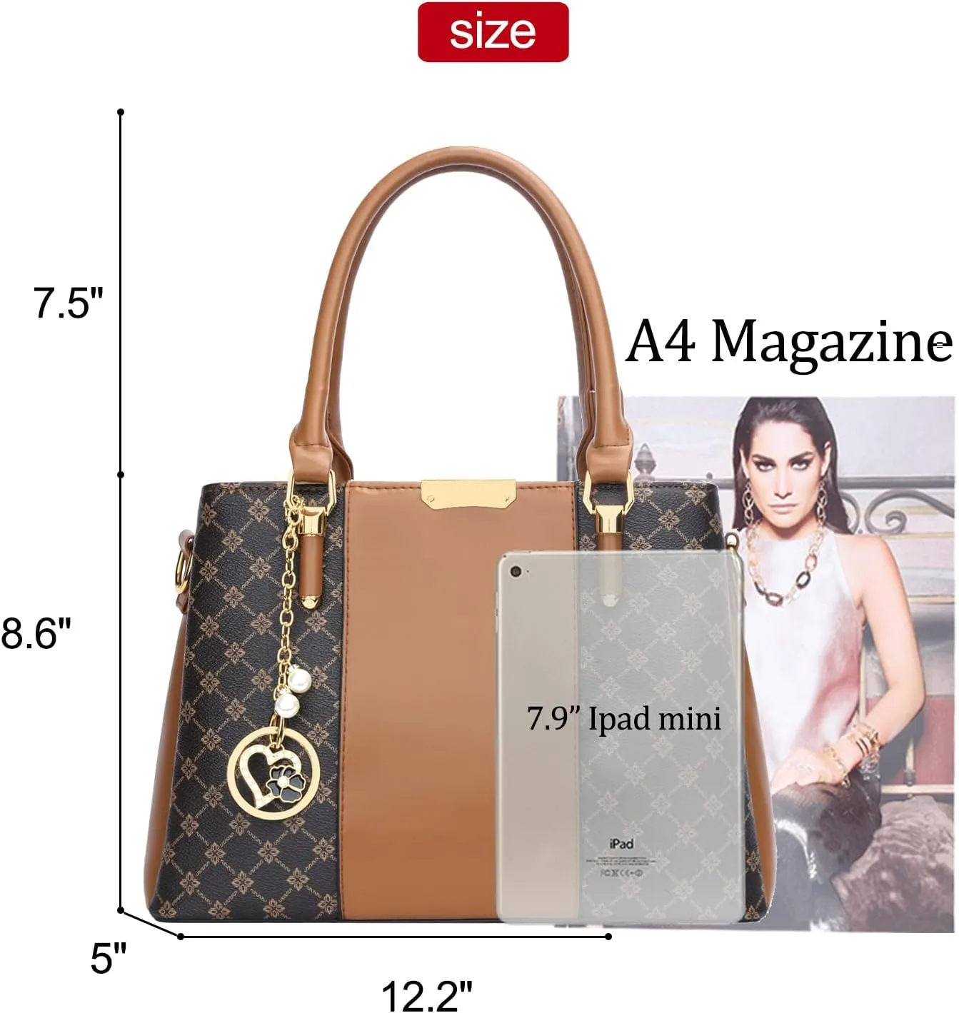 KKXIU 3 Zippered Compartments Purses and Handbags for Women Top Handle Satchel Shoulder Ladies Bags