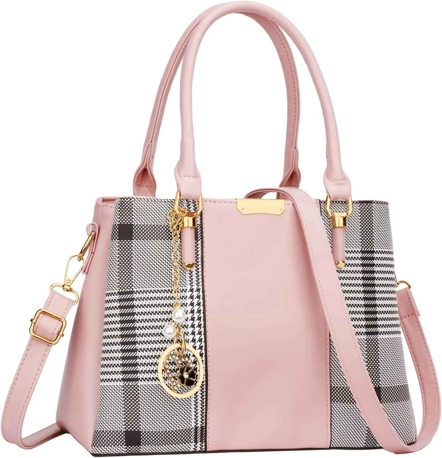 KKXIU 3 Zippered Compartments Purses and Handbags for Women Top Handle Satchel Shoulder Ladies Bags