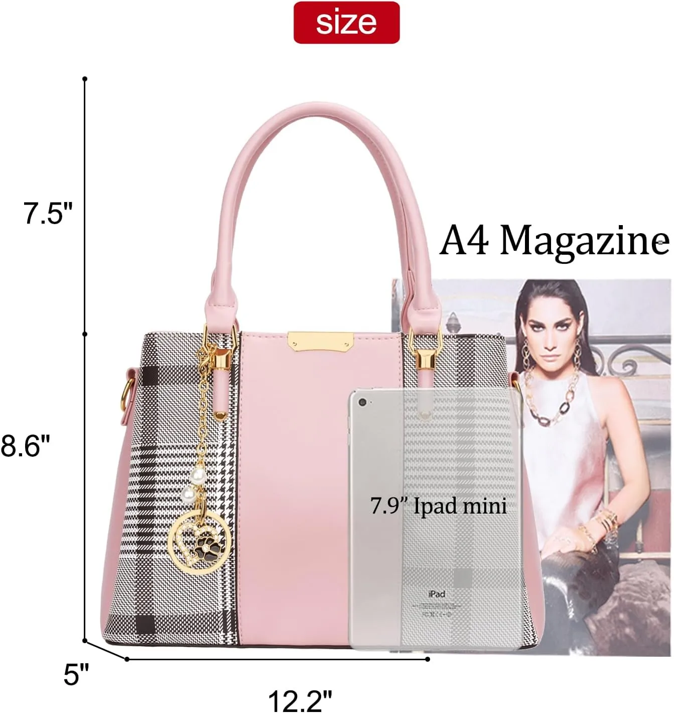 KKXIU 3 Zippered Compartments Purses and Handbags for Women Top Handle Satchel Shoulder Ladies Bags