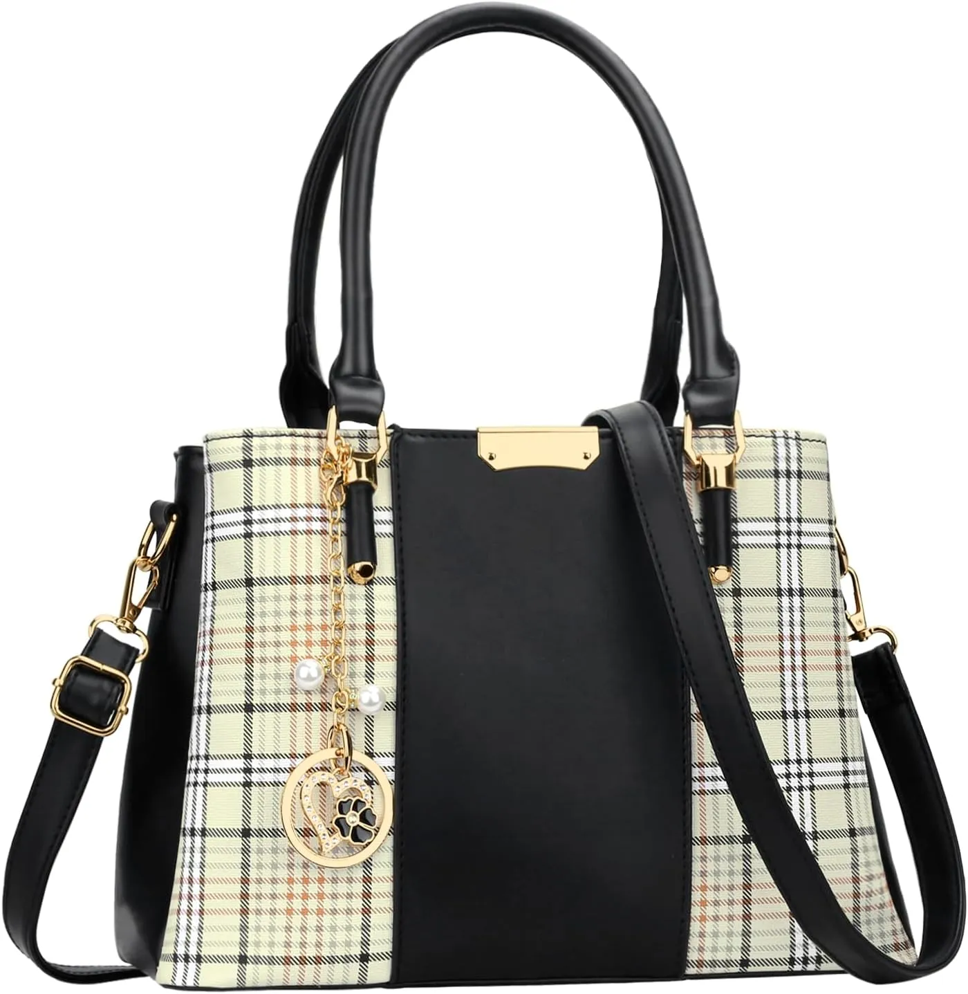 KKXIU 3 Zippered Compartments Purses and Handbags for Women Top Handle Satchel Shoulder Ladies Bags