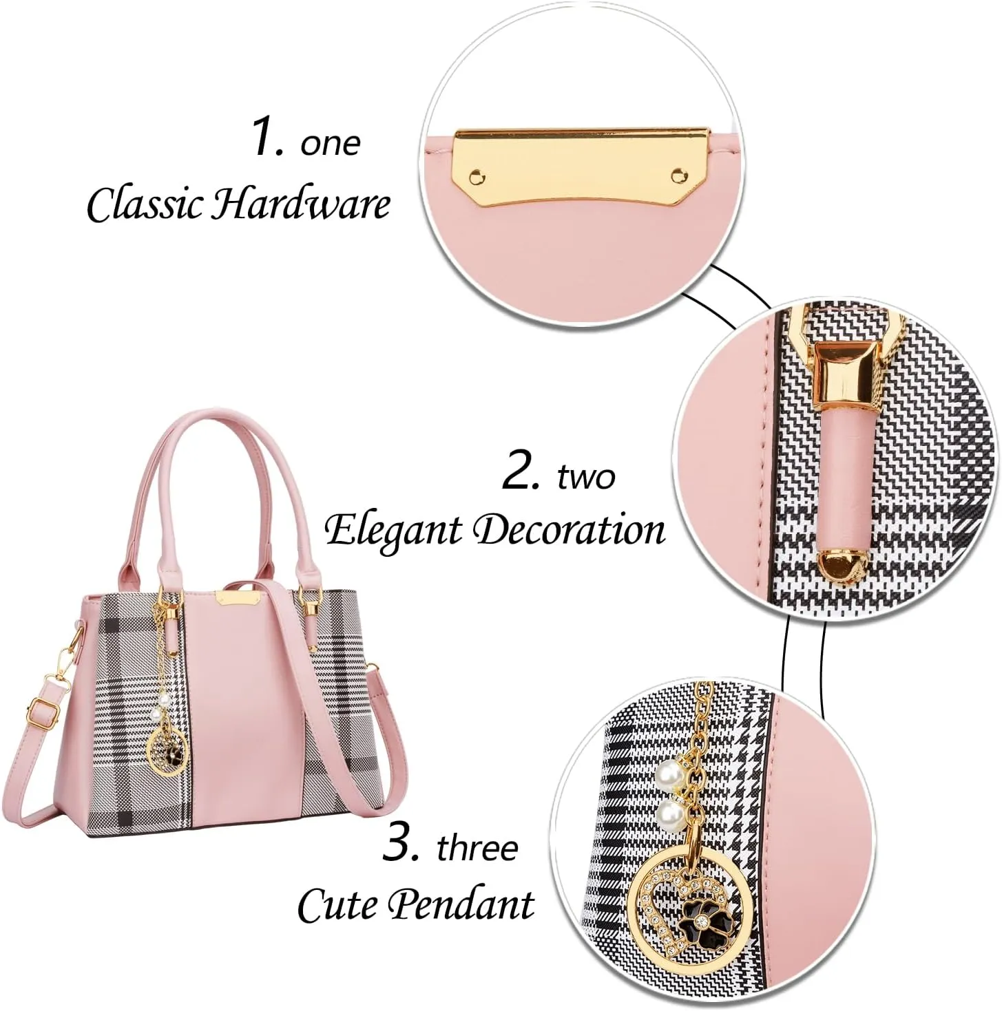 KKXIU 3 Zippered Compartments Purses and Handbags for Women Top Handle Satchel Shoulder Ladies Bags
