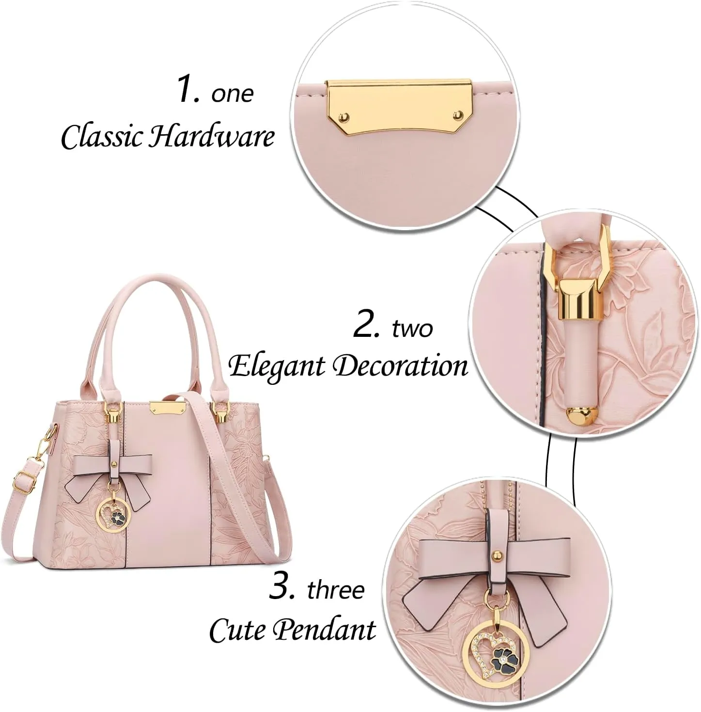 KKXIU 3 Zippered Compartments Purses and Handbags for Women Top Handle Satchel Shoulder Ladies Bags