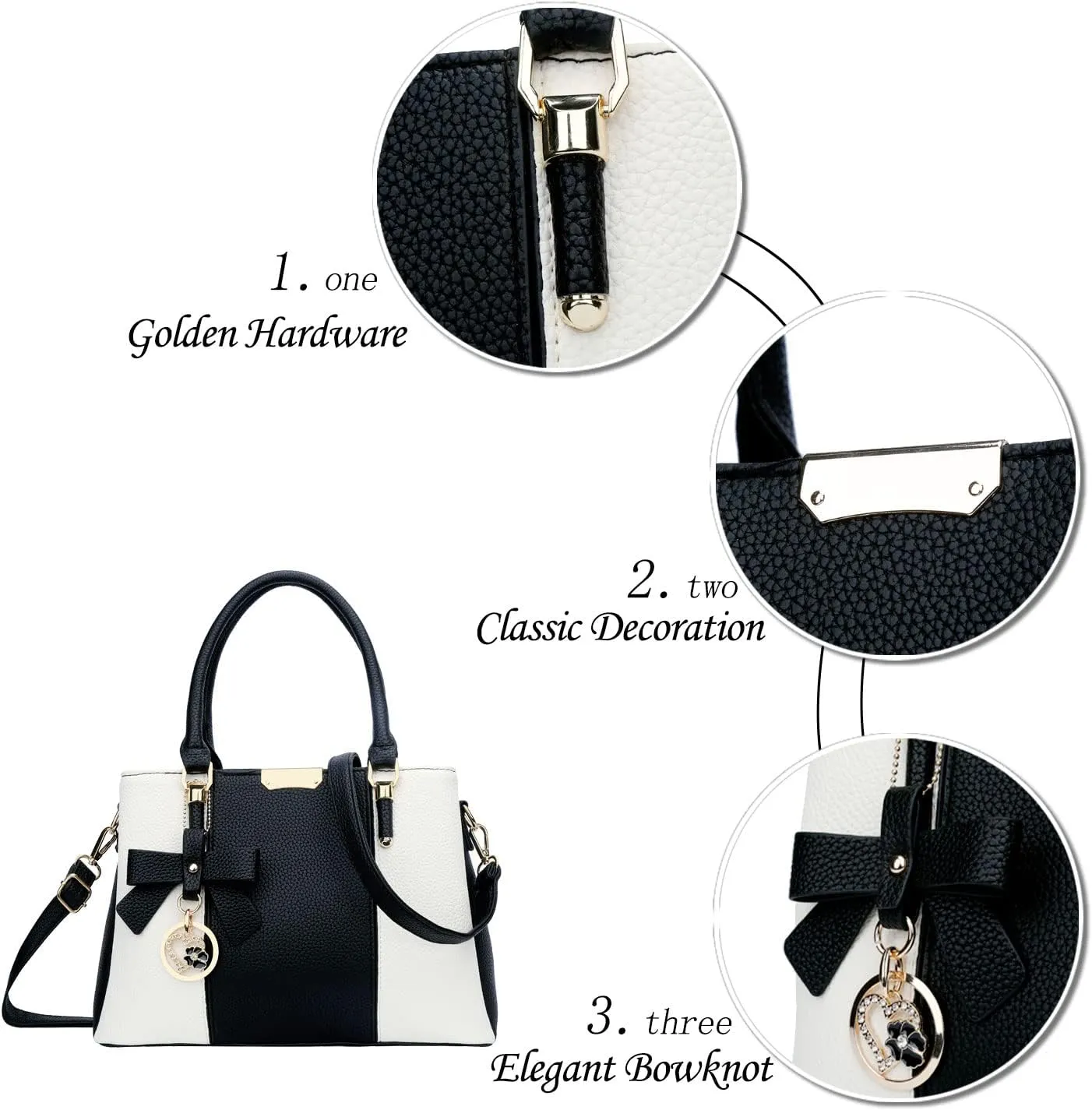 KKXIU 3 Zippered Compartments Purses and Handbags for Women Top Handle Satchel Shoulder Ladies Bags