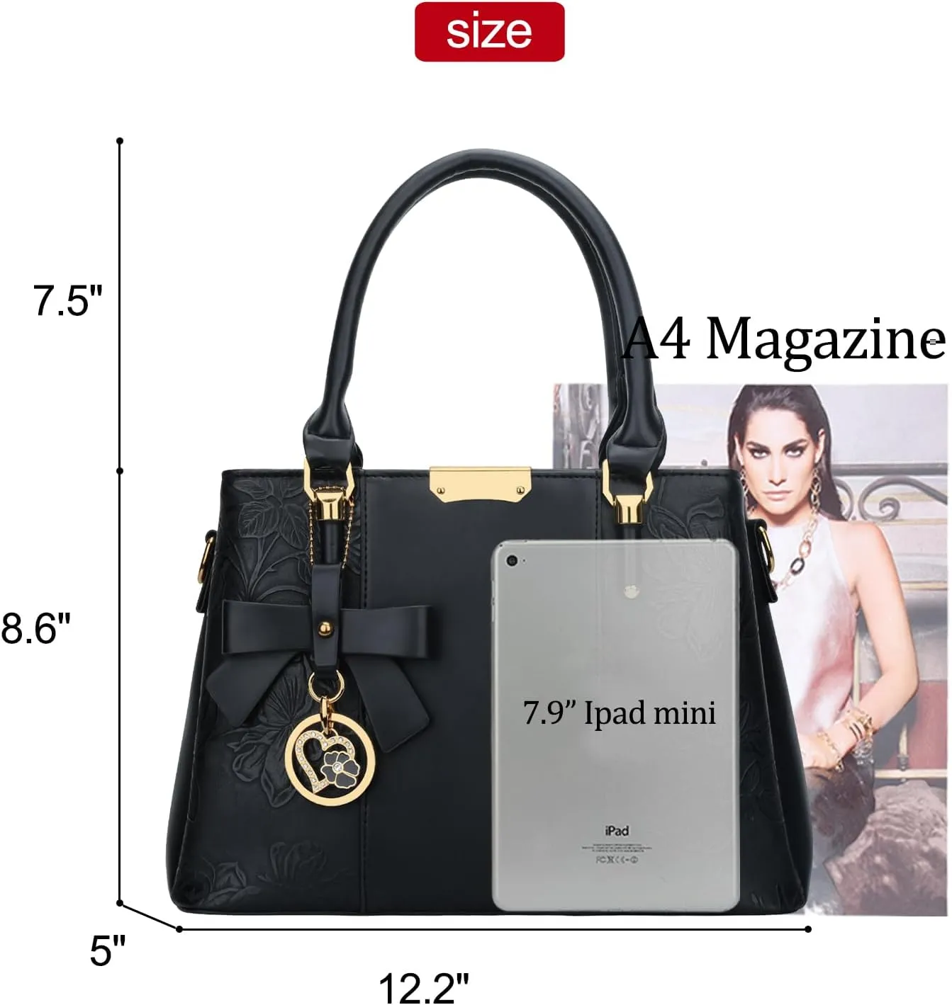 KKXIU 3 Zippered Compartments Purses and Handbags for Women Top Handle Satchel Shoulder Ladies Bags