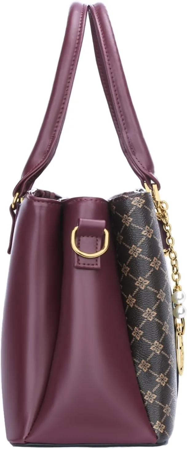 KKXIU 3 Zippered Compartments Purses and Handbags for Women Top Handle Satchel Shoulder Ladies Bags