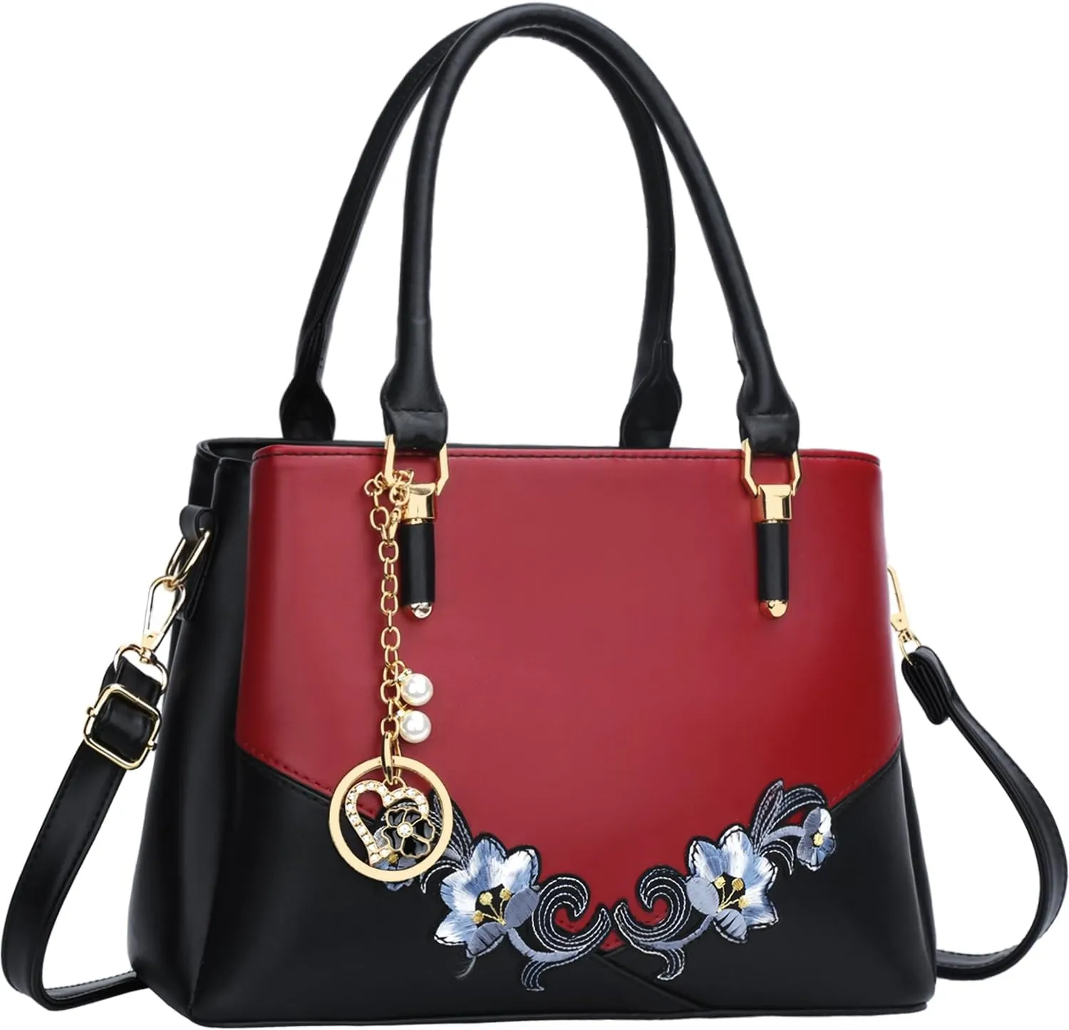 KKXIU 3 Zippered Compartments Purses and Handbags for Women Top Handle Satchel Shoulder Ladies Bags