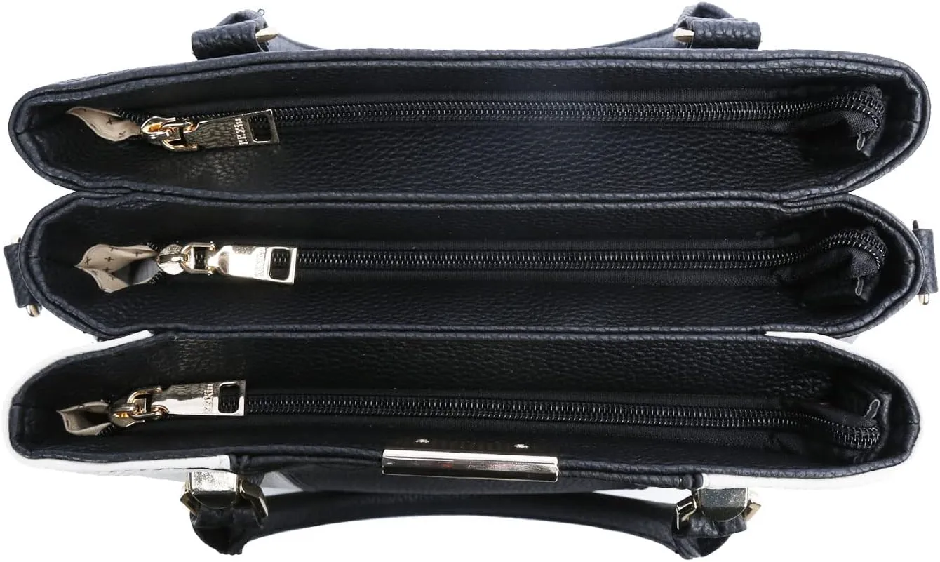 KKXIU 3 Zippered Compartments Purses and Handbags for Women Top Handle Satchel Shoulder Ladies Bags