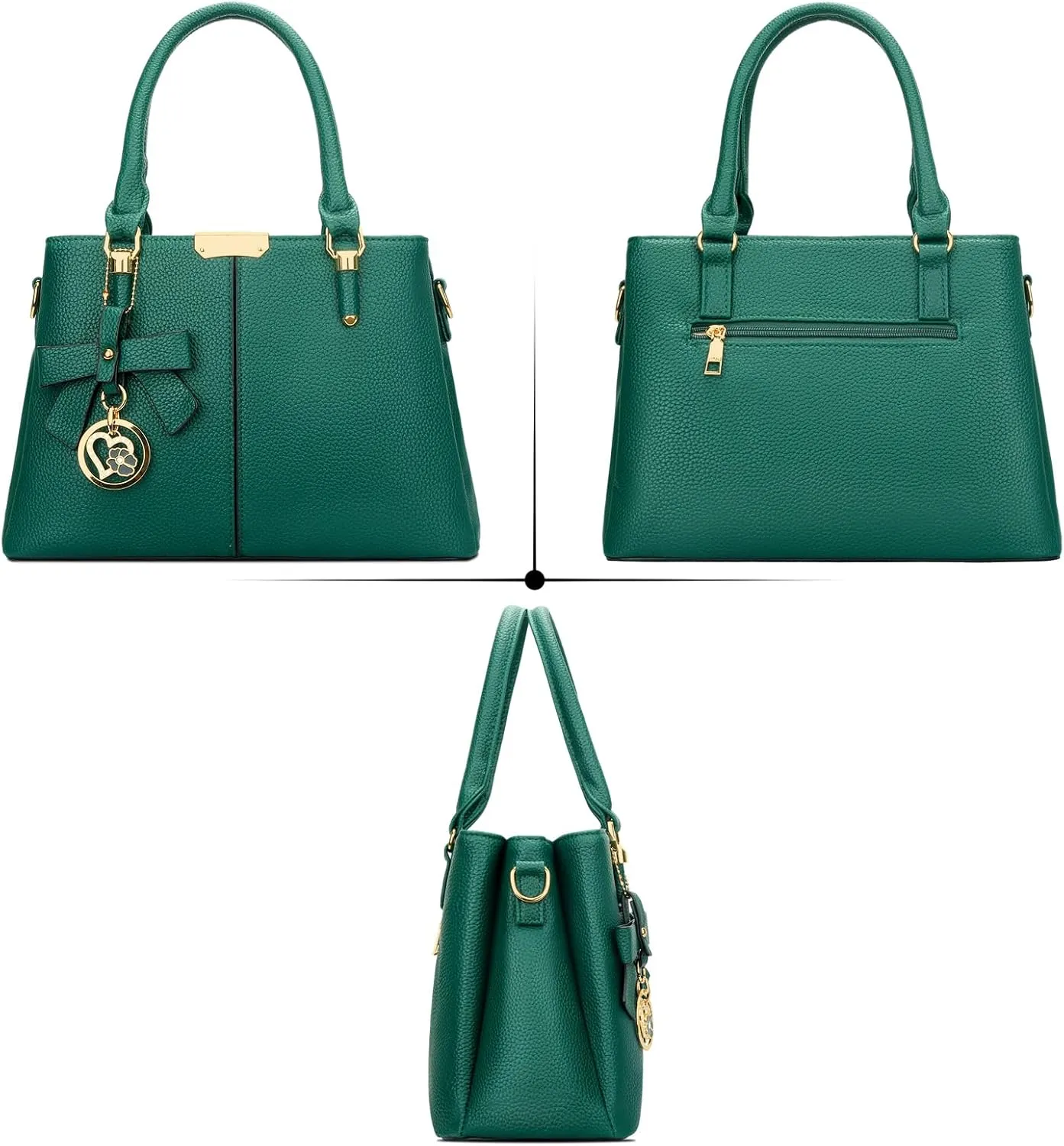KKXIU 3 Zippered Compartments Purses and Handbags for Women Top Handle Satchel Shoulder Ladies Bags