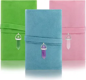 Knana 6Pcs Tarot Card Holder Velvet Tarot Card Bag with Pendulum Crystal Tarot Bags and Pouches Tarot Card Storage Tarot Accessories - Pink, Blue and Green
