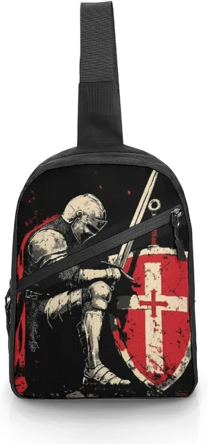 Knight Templar Chest Bag Foldable Crossbody Unisex Pack Travel Hiking Adjustable Shoulder Straps Sling Bags
