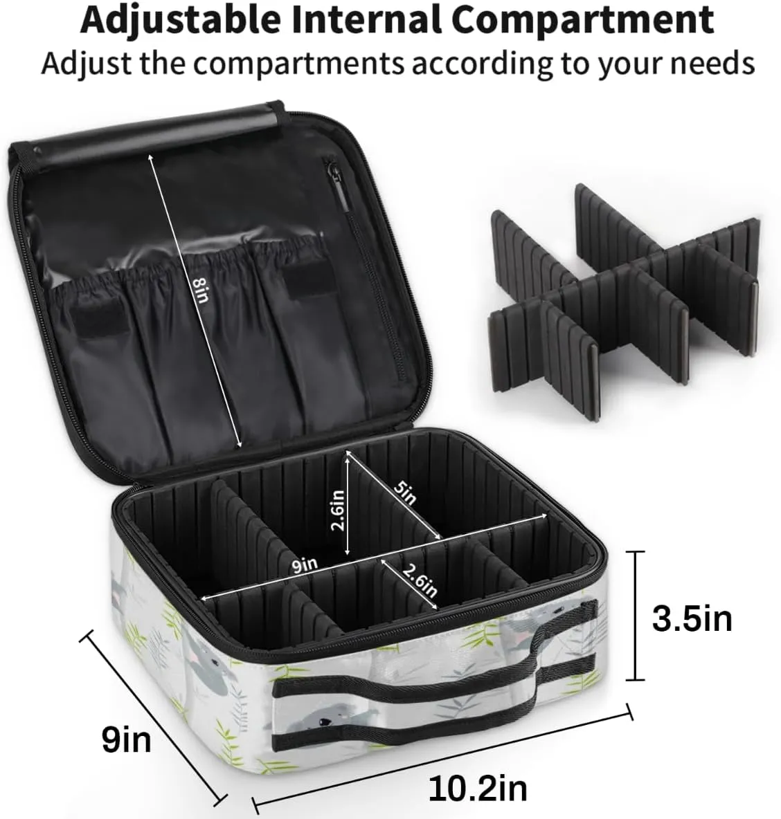 Koalas Paint Makeup Train Case Travel Makeup Bag Professional Cosmetic Organizer Portable Storage Box with Adjustable Dividers for Cosmetics Makeup Brushes Toiletry