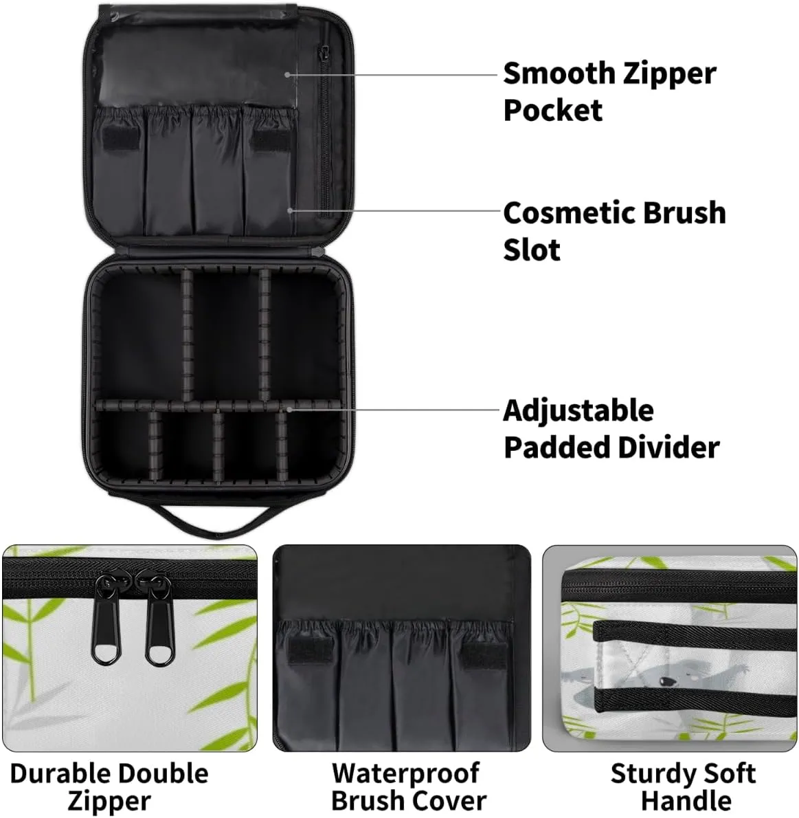 Koalas Paint Makeup Train Case Travel Makeup Bag Professional Cosmetic Organizer Portable Storage Box with Adjustable Dividers for Cosmetics Makeup Brushes Toiletry