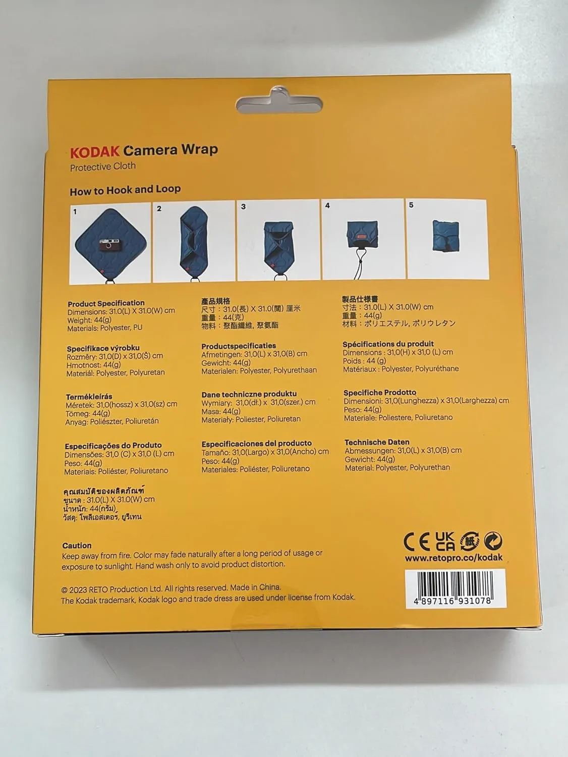 KODAK Camera Wrap Size M 31x31cm - Water-Resistant, Anti-Scratching and Dust-Free Protective Cloth for Mirrorless Camera, Compact Camera, Prime Lens (Light Grey) [ONE Item]
