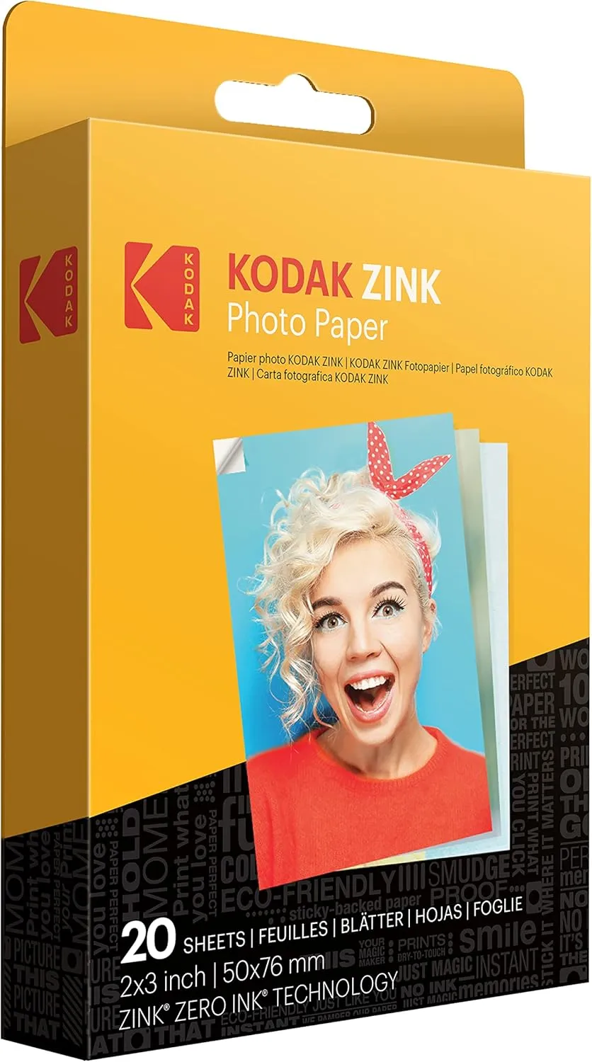 KODAK Printomatic Full-Color Instant Print Camera Starter Bundle   Carrying Case   Zink 20pk Photo Paper - Colorful Photos On 2x3 Sticky-Back Paper - Fun Gift for Birthday Christmas Holiday - Blue