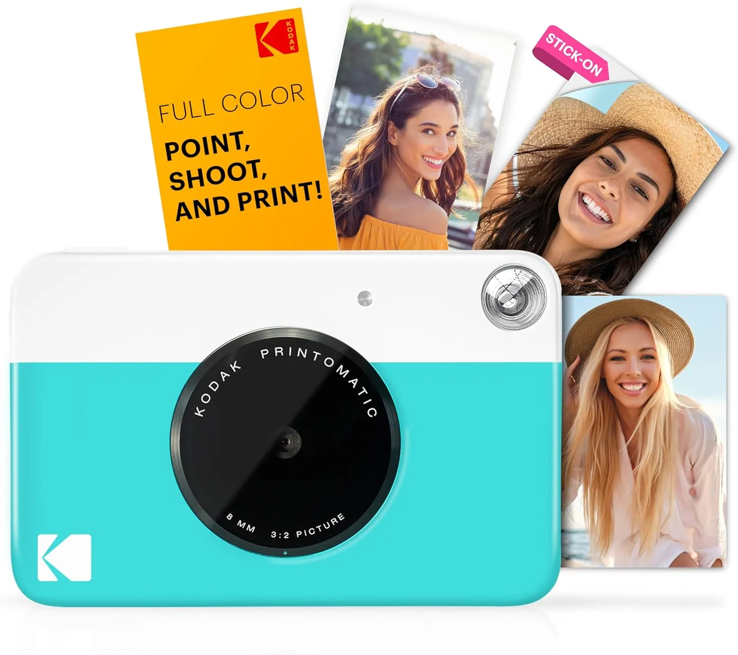 KODAK Printomatic Full-Color Instant Print Camera Starter Bundle   Carrying Case   Zink 20pk Photo Paper - Colorful Photos On 2x3 Sticky-Back Paper - Fun Gift for Birthday Christmas Holiday - Blue