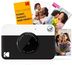 KODAK Printomatic Full-Color Instant Print Digital Camera - Colorful Photos On Zink 2x3" Sticky-Back Photo Paper - 5MP, Portable, Creative Fun Gift for Birthday, Christmas, Holiday - Black