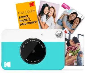 KODAK Printomatic Full-Color Instant Print Digital Camera - Colorful Photos On Zink 2x3" Sticky-Back Photo Paper - 5MP, Portable, Creative Fun Gift for Birthday, Christmas, Holiday - Blue