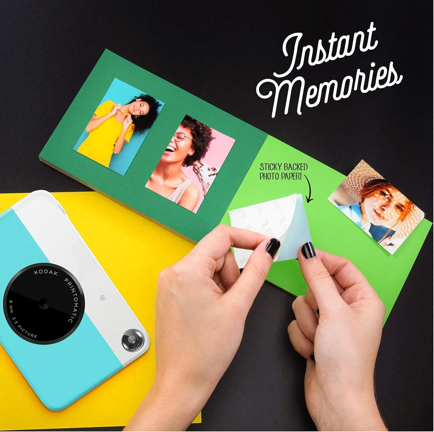 KODAK Printomatic Full-Color Instant Print Digital Camera - Colorful Photos On Zink 2x3" Sticky-Back Photo Paper - 5MP, Portable, Creative Fun Gift for Birthday, Christmas, Holiday - Blue