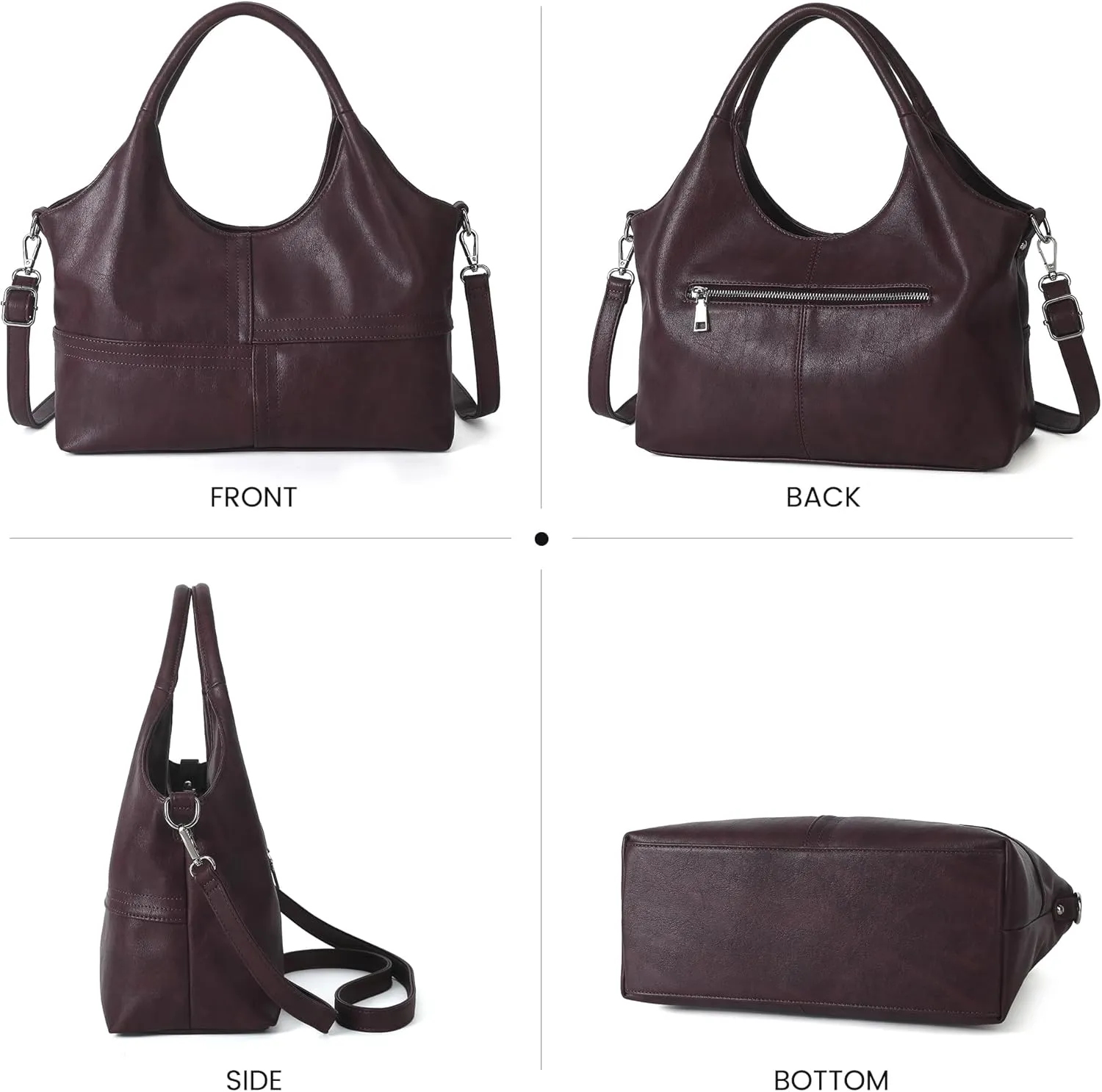 KOGTLA Vegan Leather Purses for Women with Detachable Satchel Strap, Ladies Handbags, Tote Hobo Bags with Top Handle