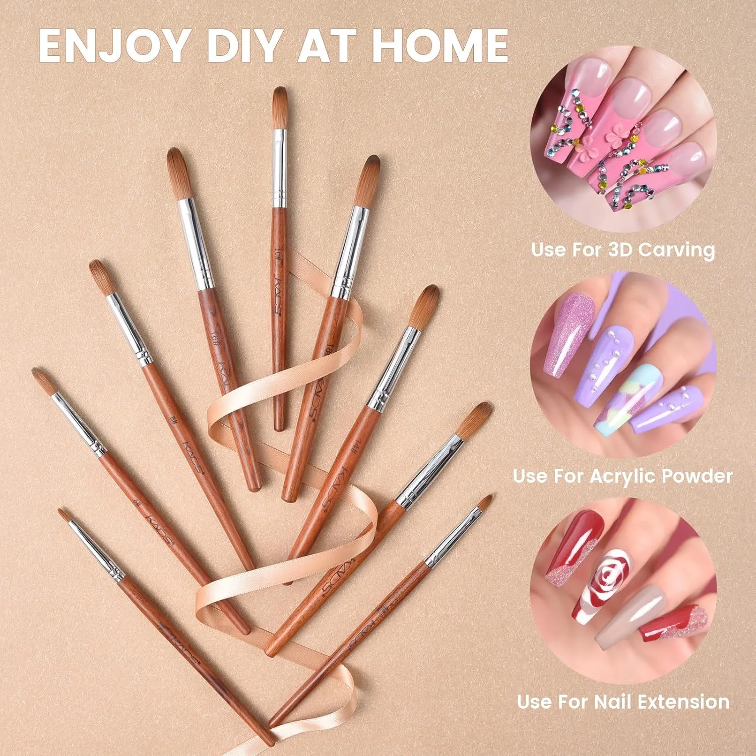 Kolinsky Acrylic Nail Brush Red Wooden Nail Brush Professional Salon Acrylic Brush for Nail (18#)