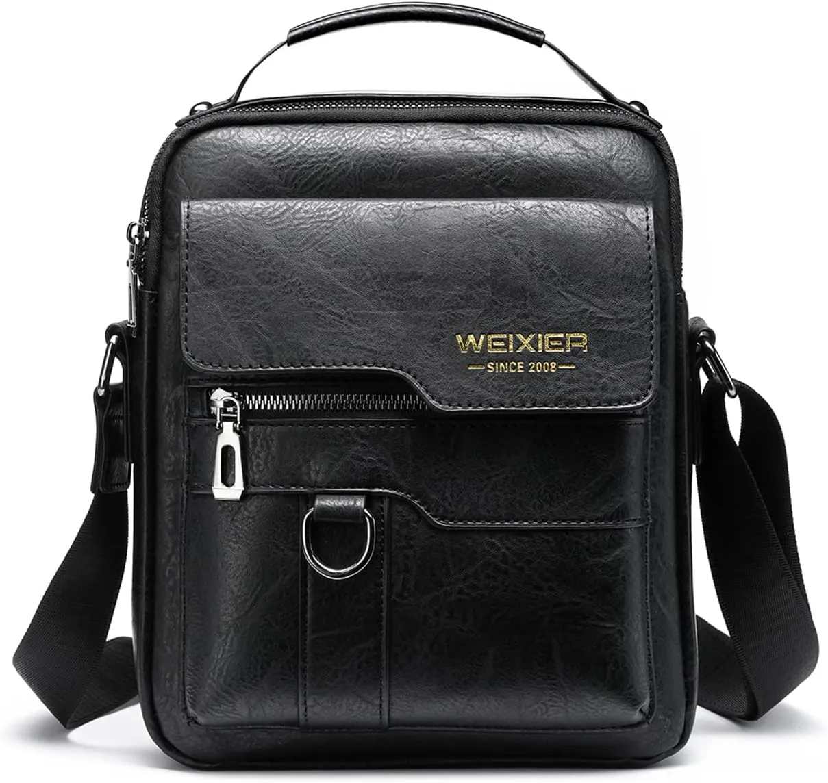 KUANG! Men's Shoulder Bag PU Leather Business Messenger Bag Briefcase Travel Crossbody Multi Pockets Handbag Purse