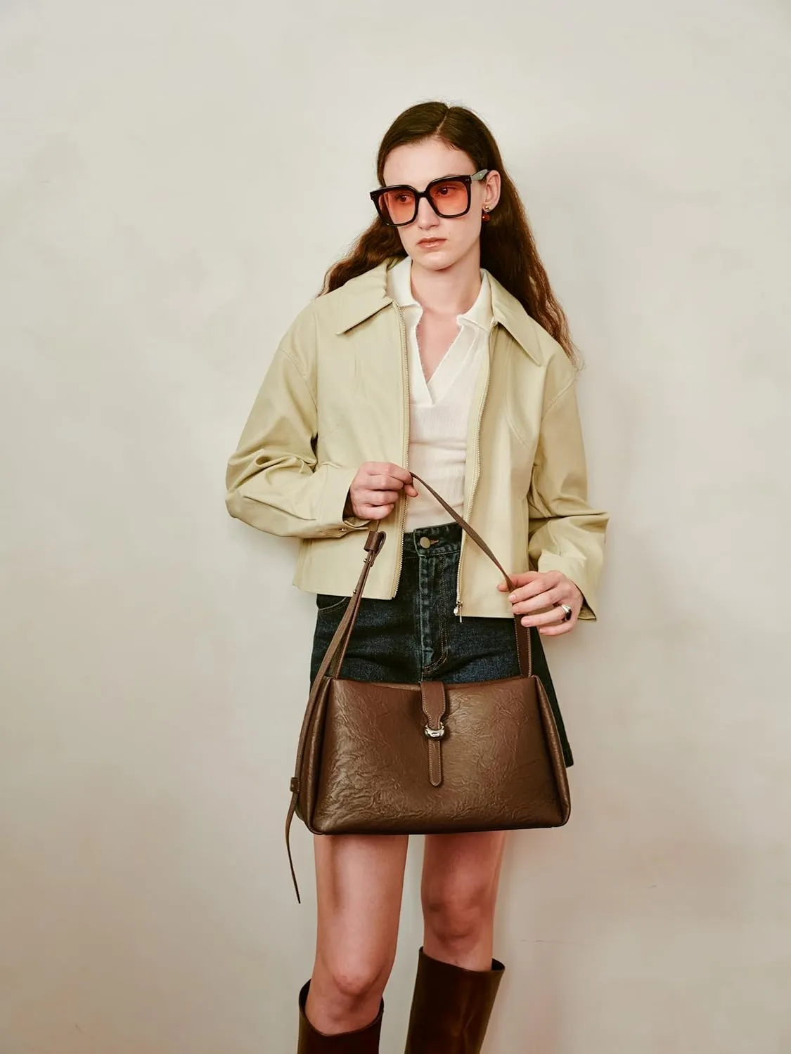 LA FESTIN Cowhide Leather Purses For Women Trendy - Large Capacity Satchel Bag with Adjustable Strap Women's Crossbody Purse