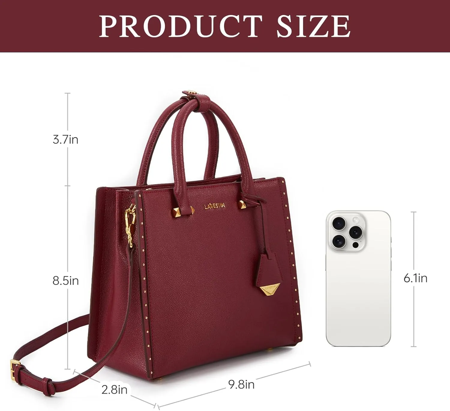 LA FESTIN Designer Leather Handbag for Women - Small Crossbody Purse with Top Handle and Adjustable Strap