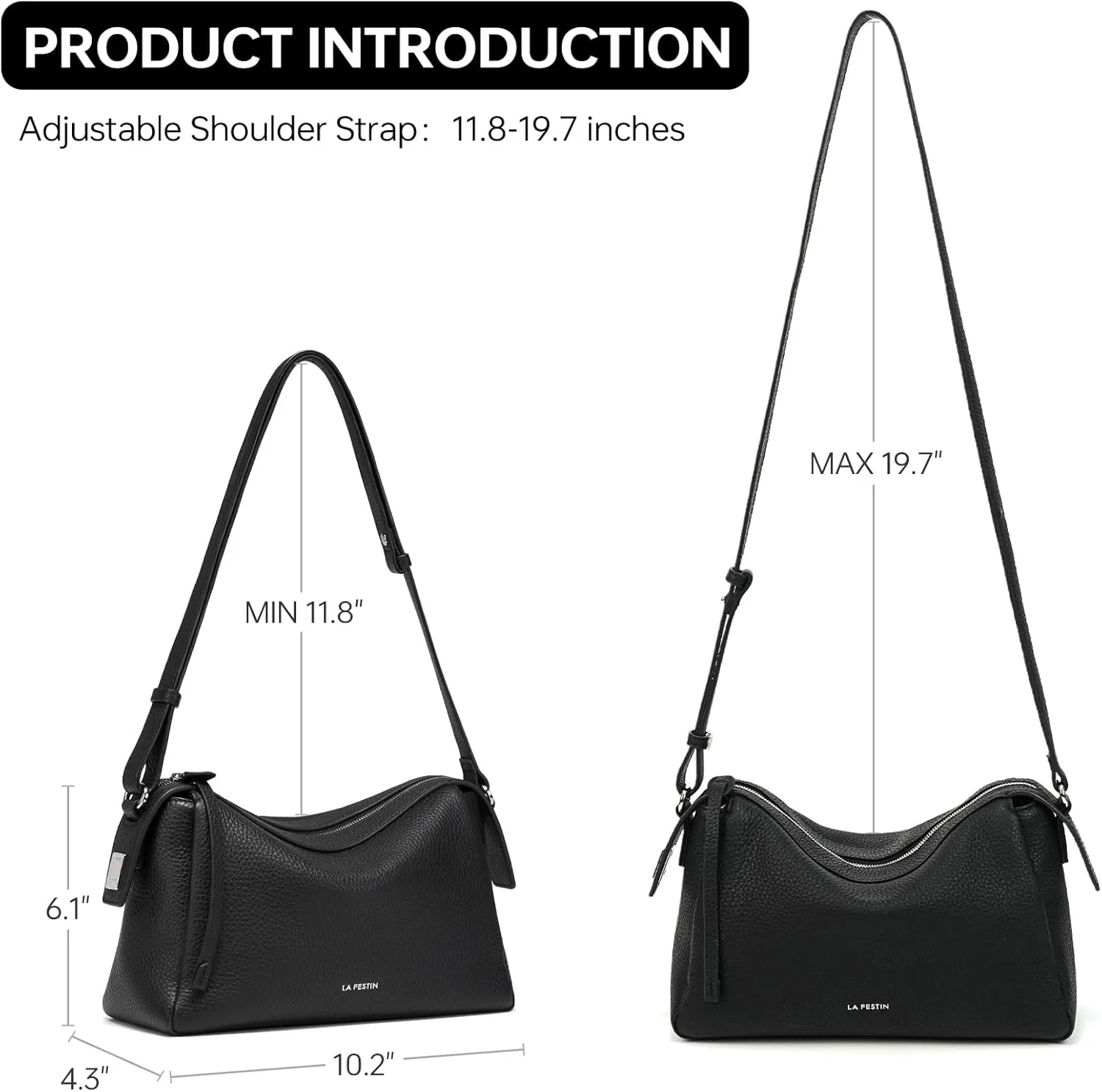 LA FESTIN Leather Crossbody Bag for Women Shoulder Purses Small Tote Cute Handbags with Adjustable Strap - Trendy Chasers