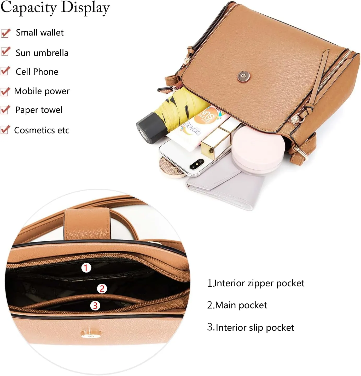 LA TERRE Lightweight Medium Crossbody Bag, Crossbody Purse Shoulder Bag for Women with Adjustable Strap