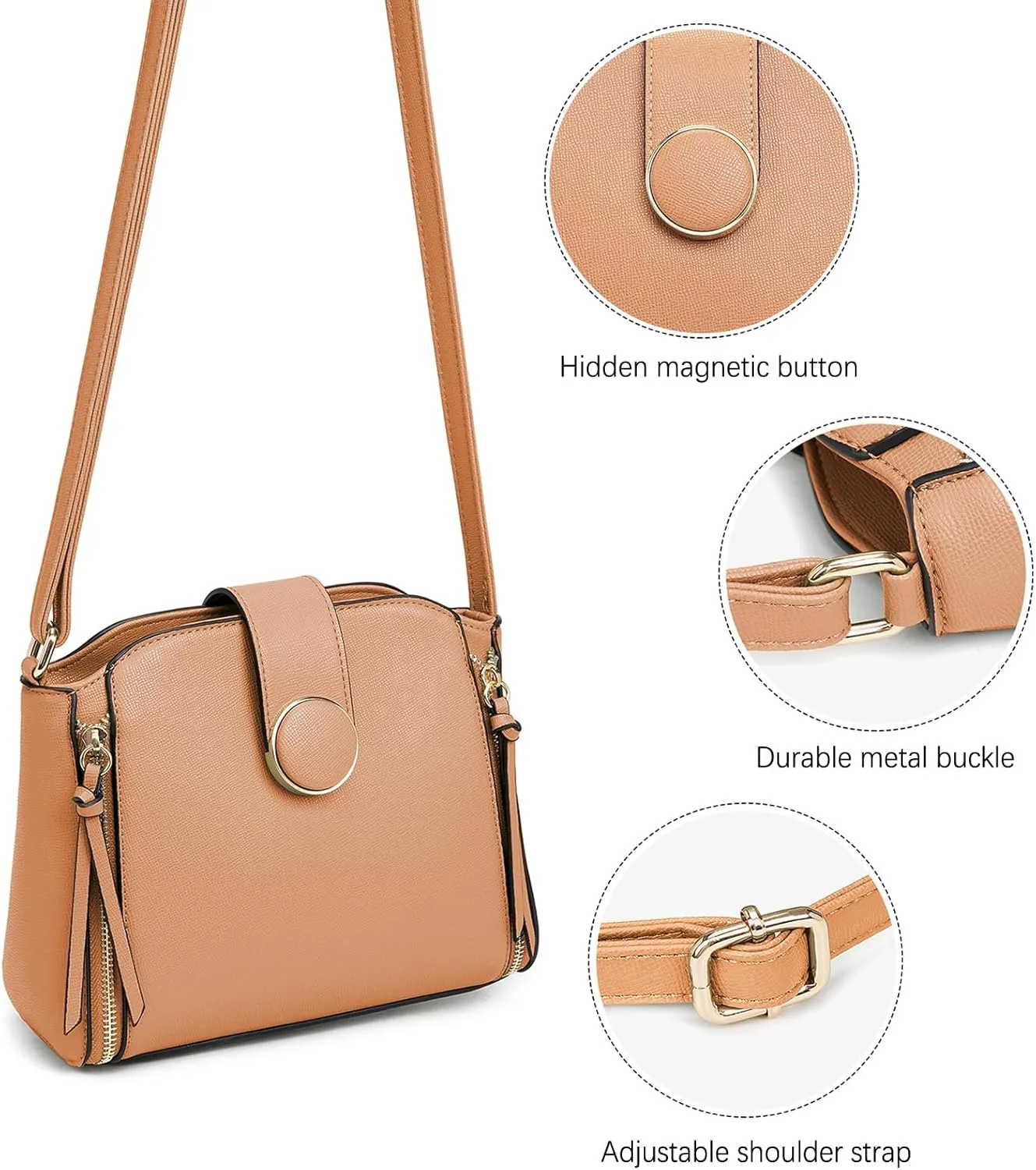LA TERRE Lightweight Medium Crossbody Bag, Crossbody Purse Shoulder Bag for Women with Adjustable Strap