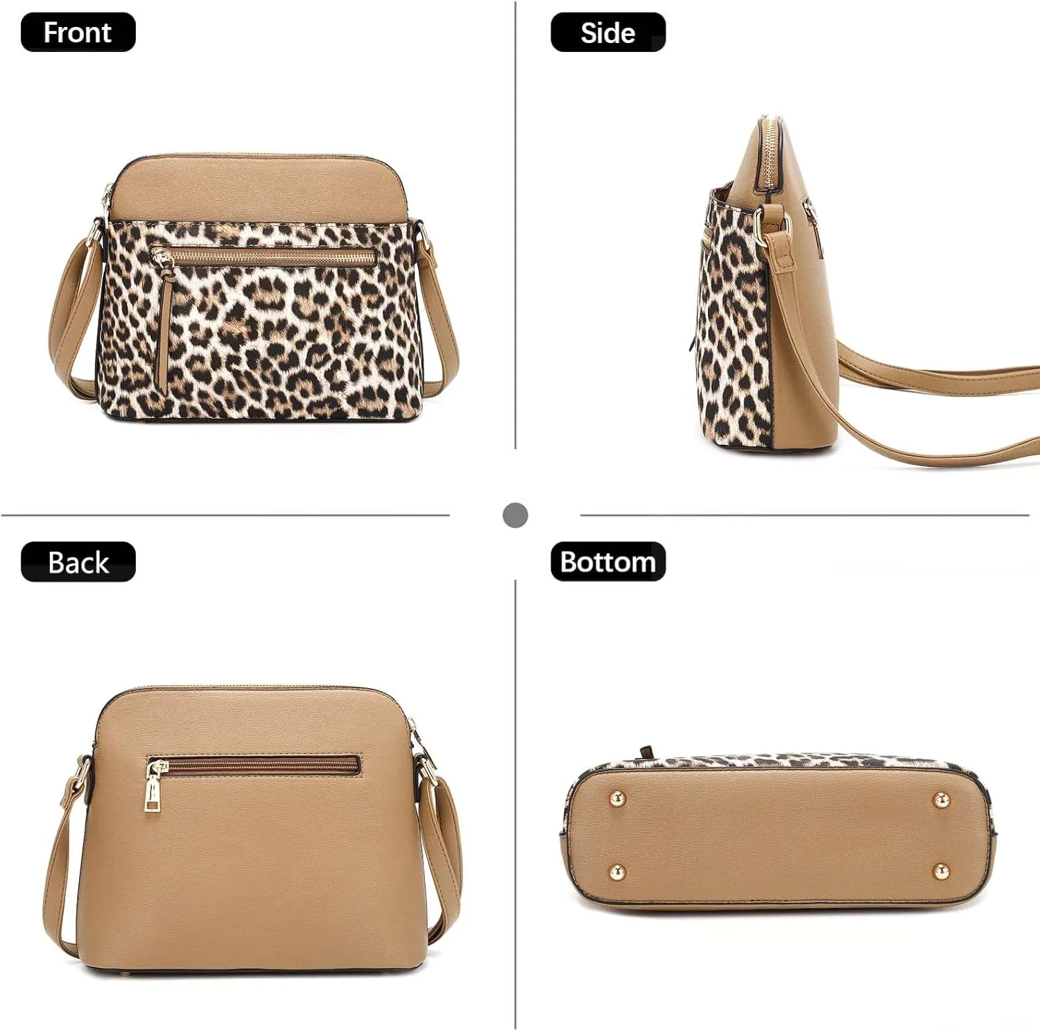 LA TERRE Small Crossbody Bag, Dome Shoulder Bag with Zipper Pocket Adjustable Strap