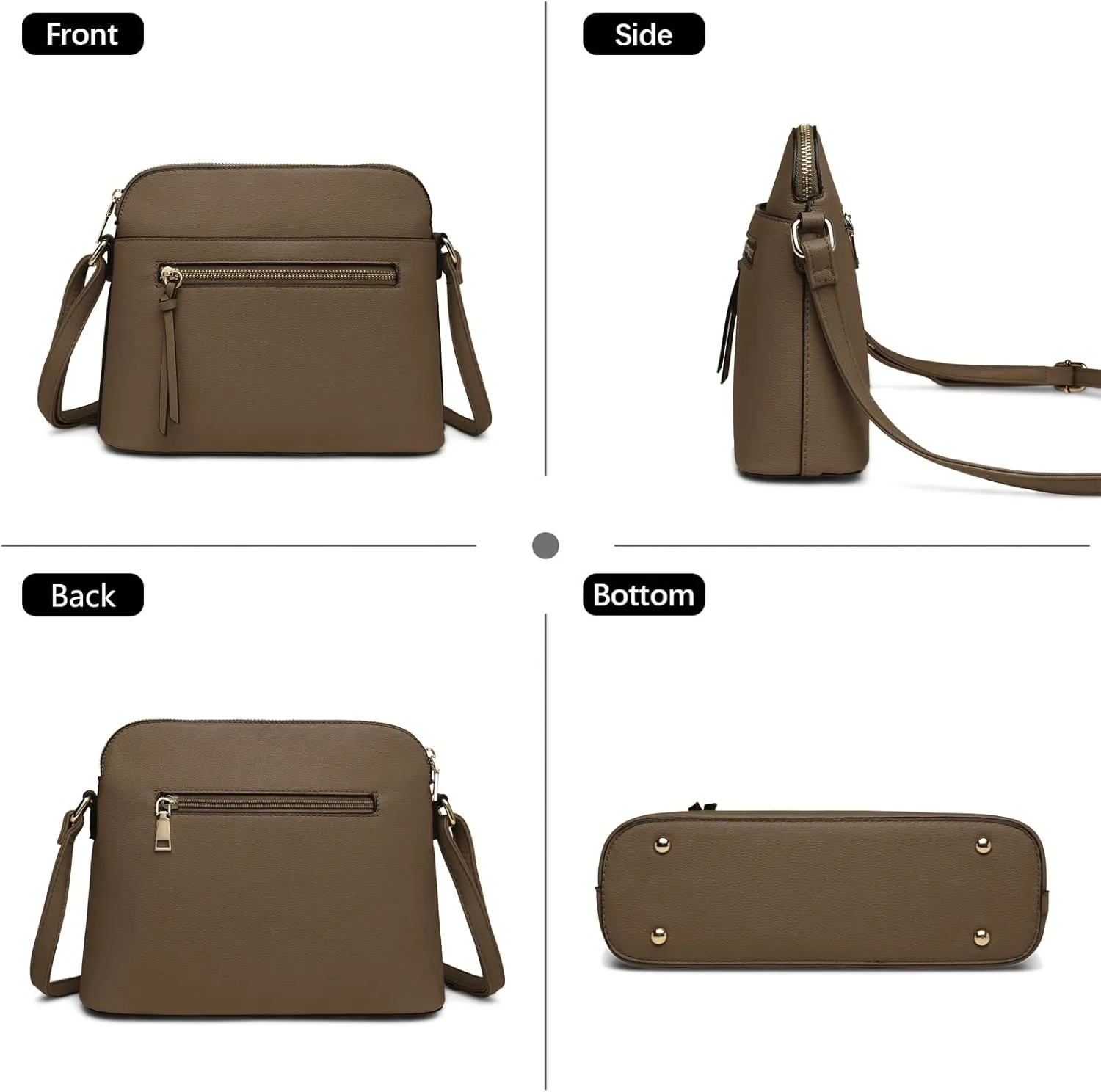 LA TERRE Small Crossbody Bag, Dome Shoulder Bag with Zipper Pocket Adjustable Strap