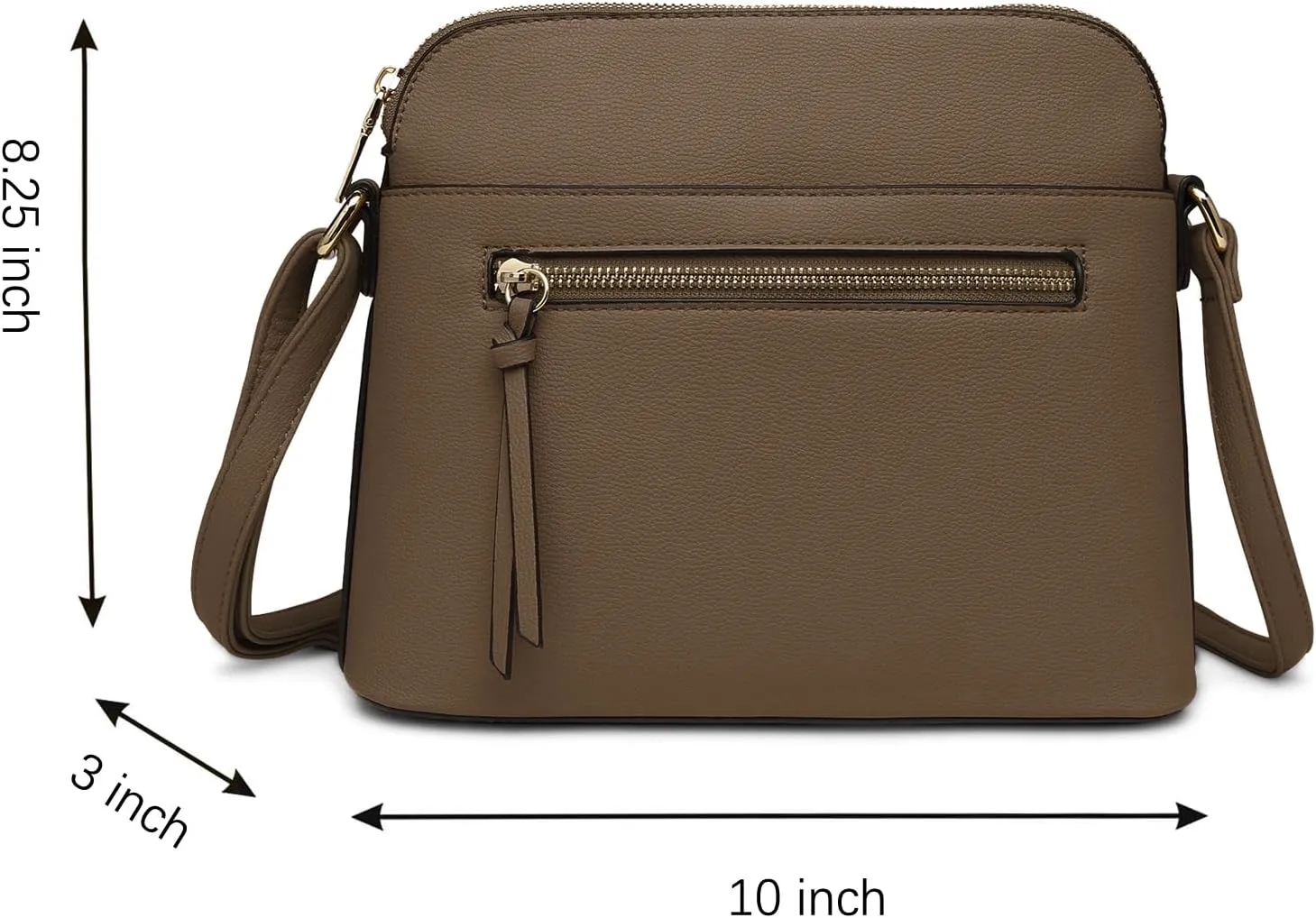 LA TERRE Small Crossbody Bag, Dome Shoulder Bag with Zipper Pocket Adjustable Strap