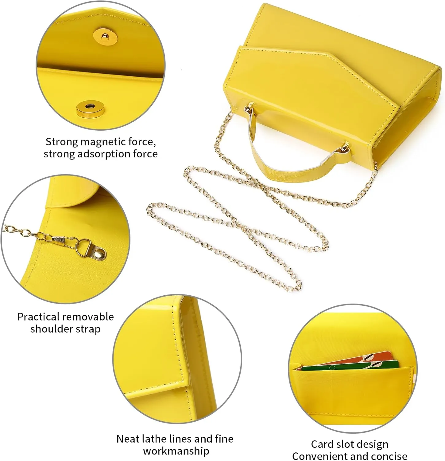 Labair Women's Evening Handbag Patent Leather Purse Wedding Party Bridal Handbag.