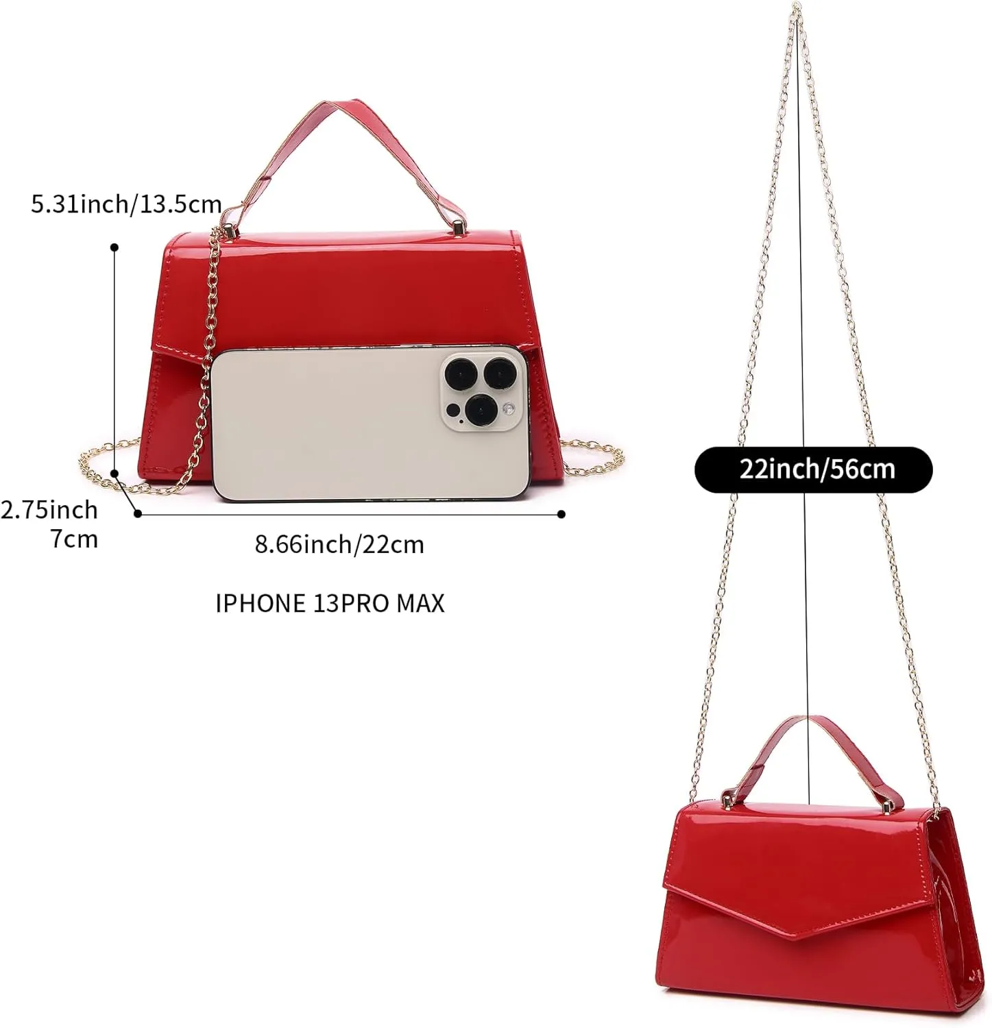 Labair Women's Evening Handbag Patent Leather Purse Wedding Party Bridal Handbag.