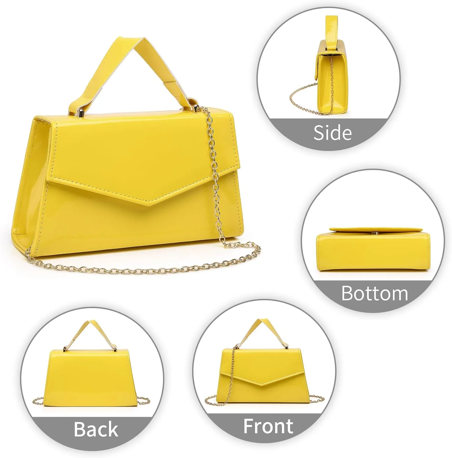 Labair Women's Evening Handbag Patent Leather Purse Wedding Party Bridal Handbag.