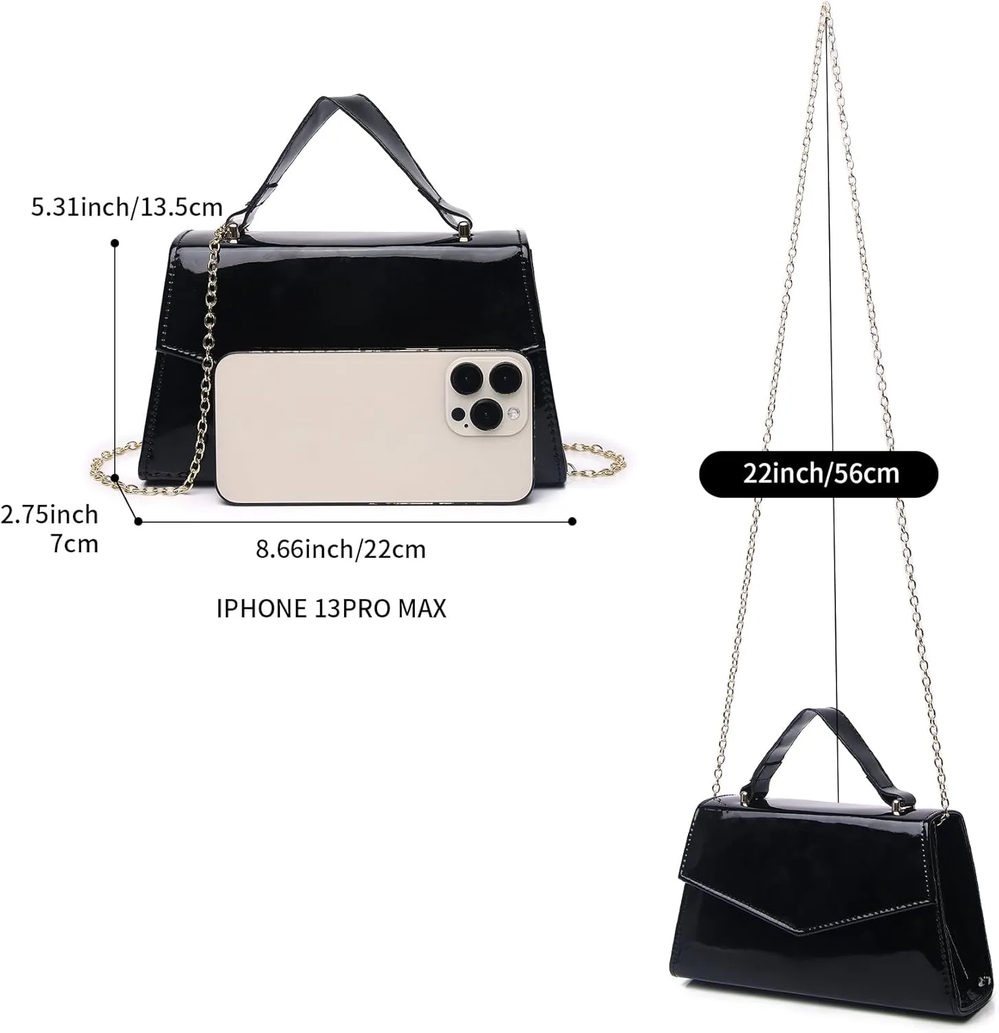 Labair Women's Evening Handbag Patent Leather Purse Wedding Party Bridal Handbag.