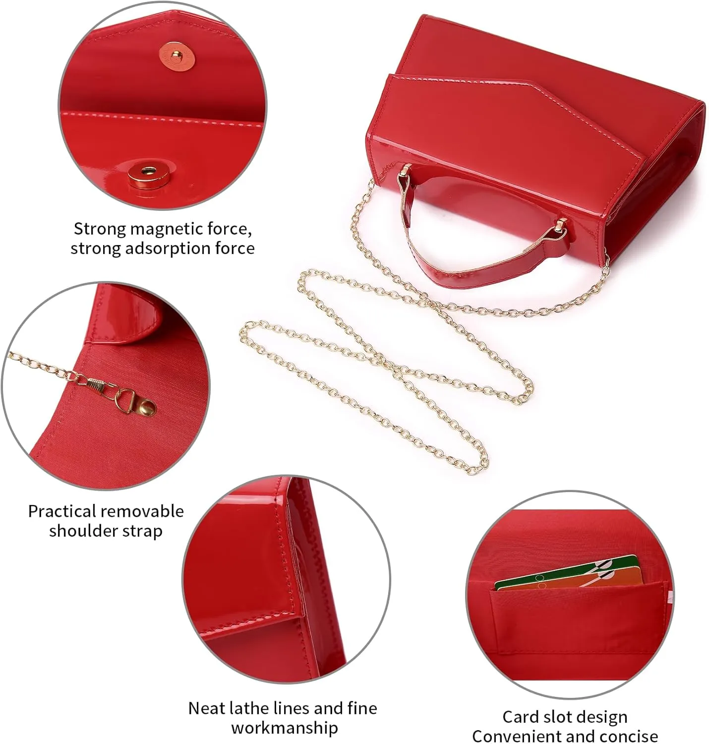 Labair Women's Evening Handbag Patent Leather Purse Wedding Party Bridal Handbag.
