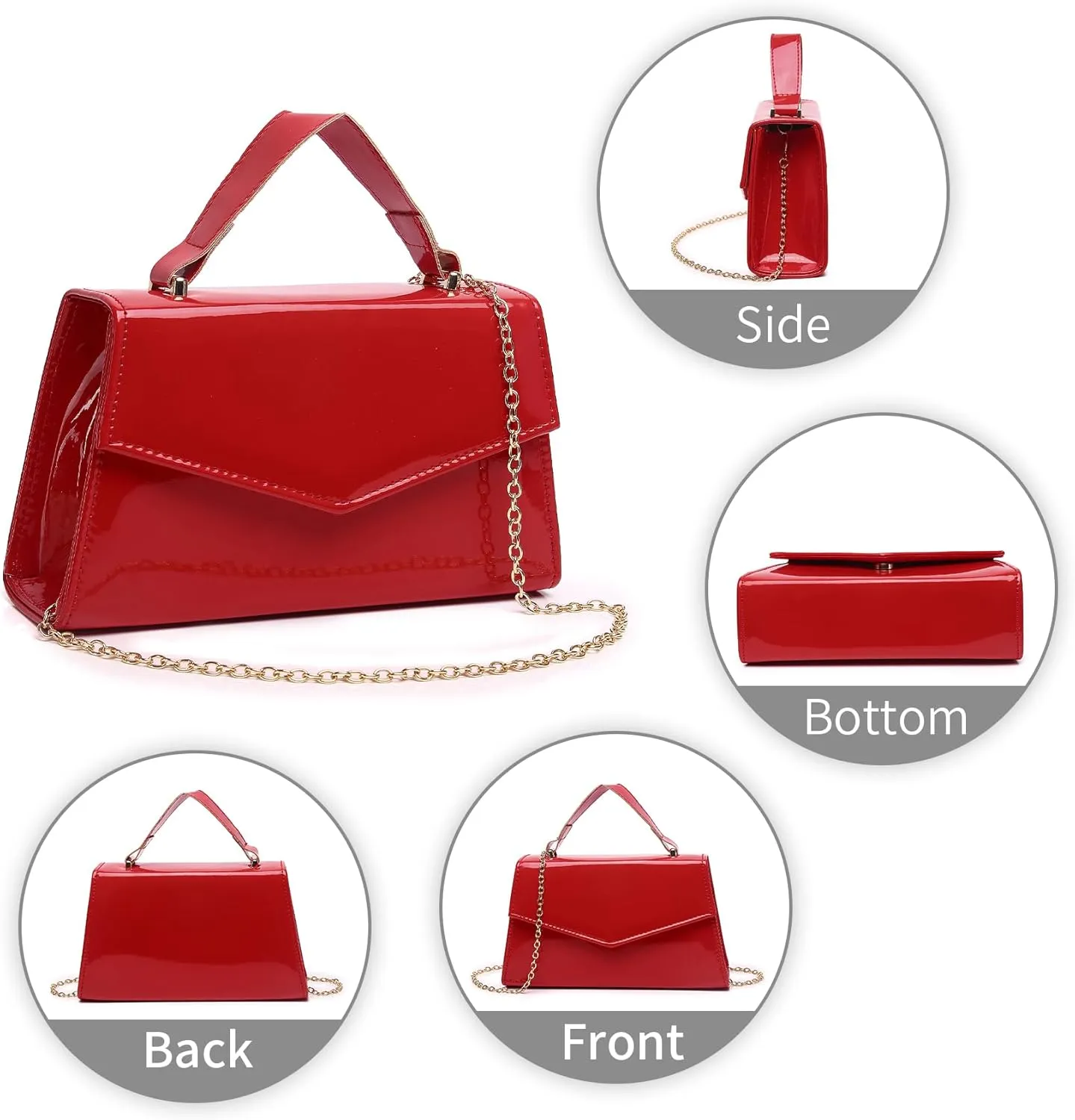 Labair Women's Evening Handbag Patent Leather Purse Wedding Party Bridal Handbag.