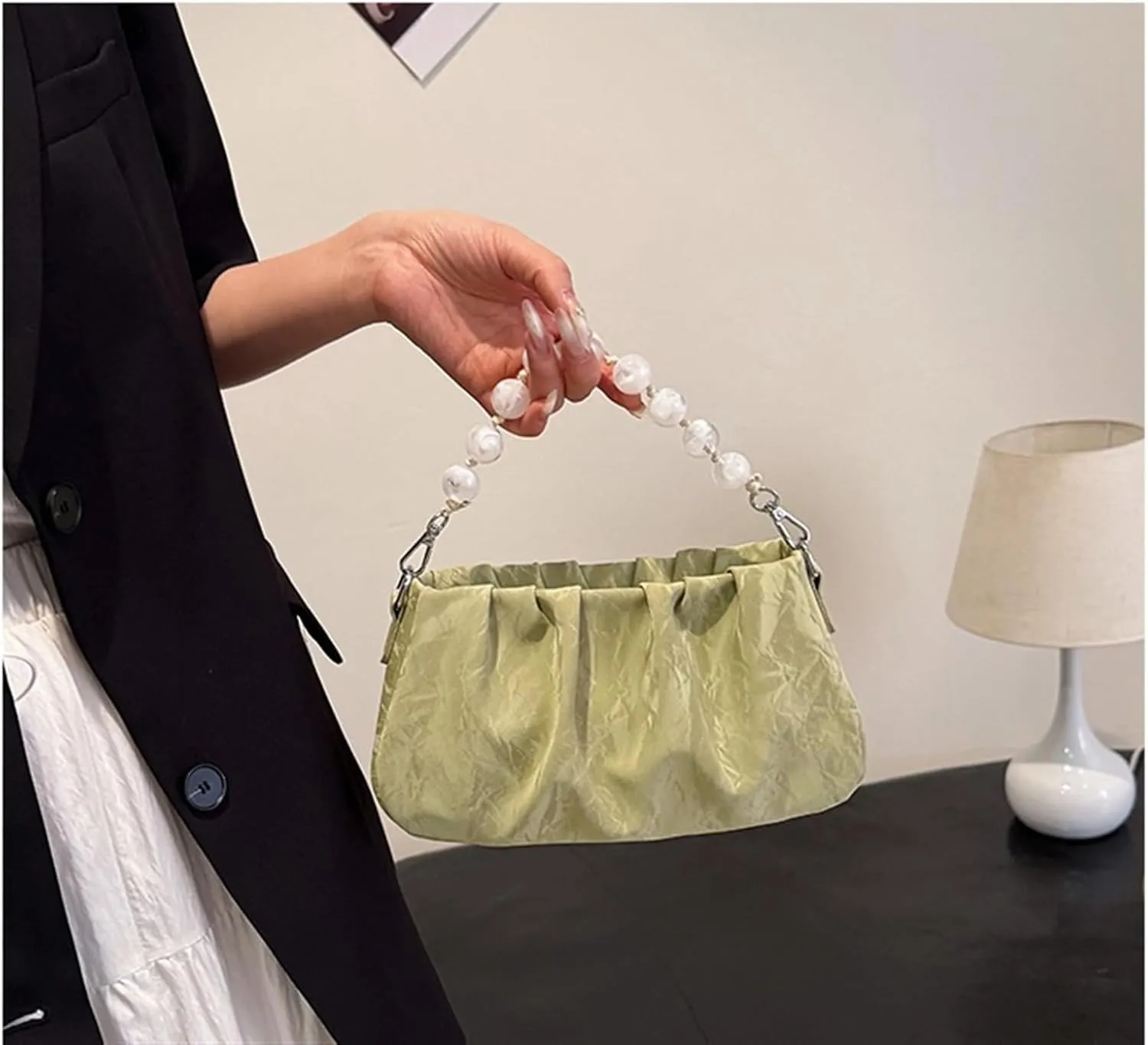 Ladies pleated cloud crossbody shoulder bag