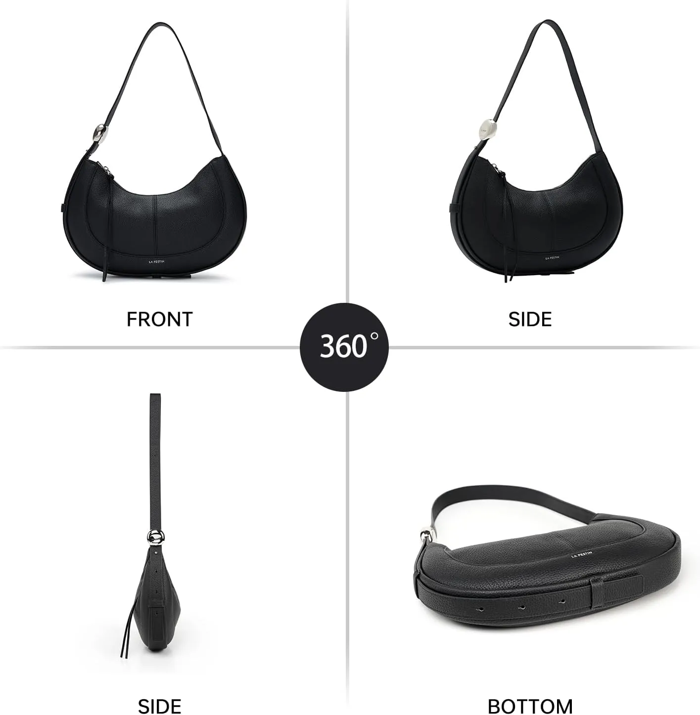 LAFESTIN Shoulder Bag for Women with Adjustable Strap Split Leather Crescent Crossbody Bags, Designer Trendy Satchel Purses