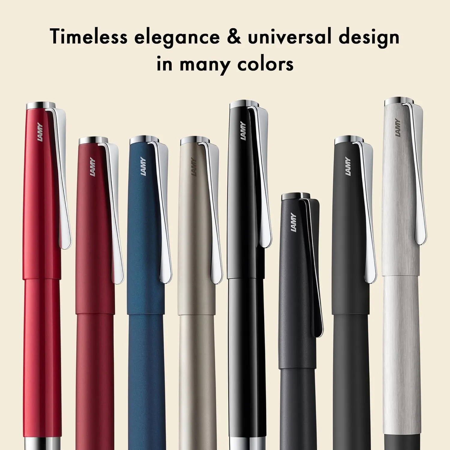 Lamy studio Palladium - rollerball pen in elegant metal barrel - with propeller-shaped clip & in line width M M 63 rollerball refill in black