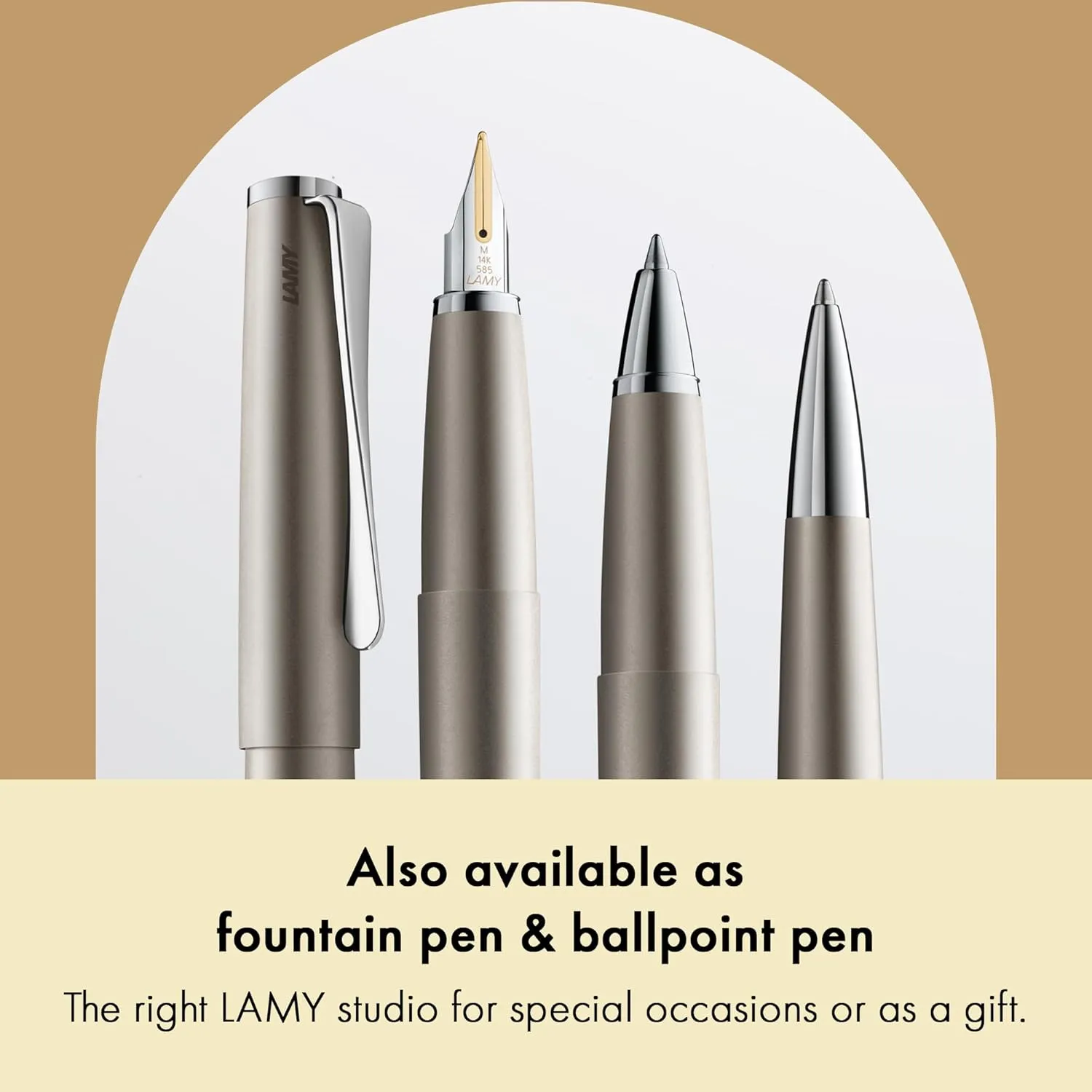 Lamy studio Palladium - rollerball pen in elegant metal barrel - with propeller-shaped clip & in line width M M 63 rollerball refill in black