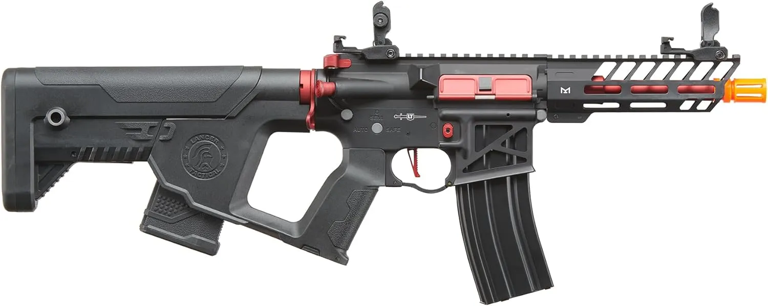 Lancer Tactical Gen 2 Proline 7'' Enforcer Needle Tail Skeleton Full Metal Airsoft AEG with Alpha Stock (ETU &Mosfet)- Two Magazines Included