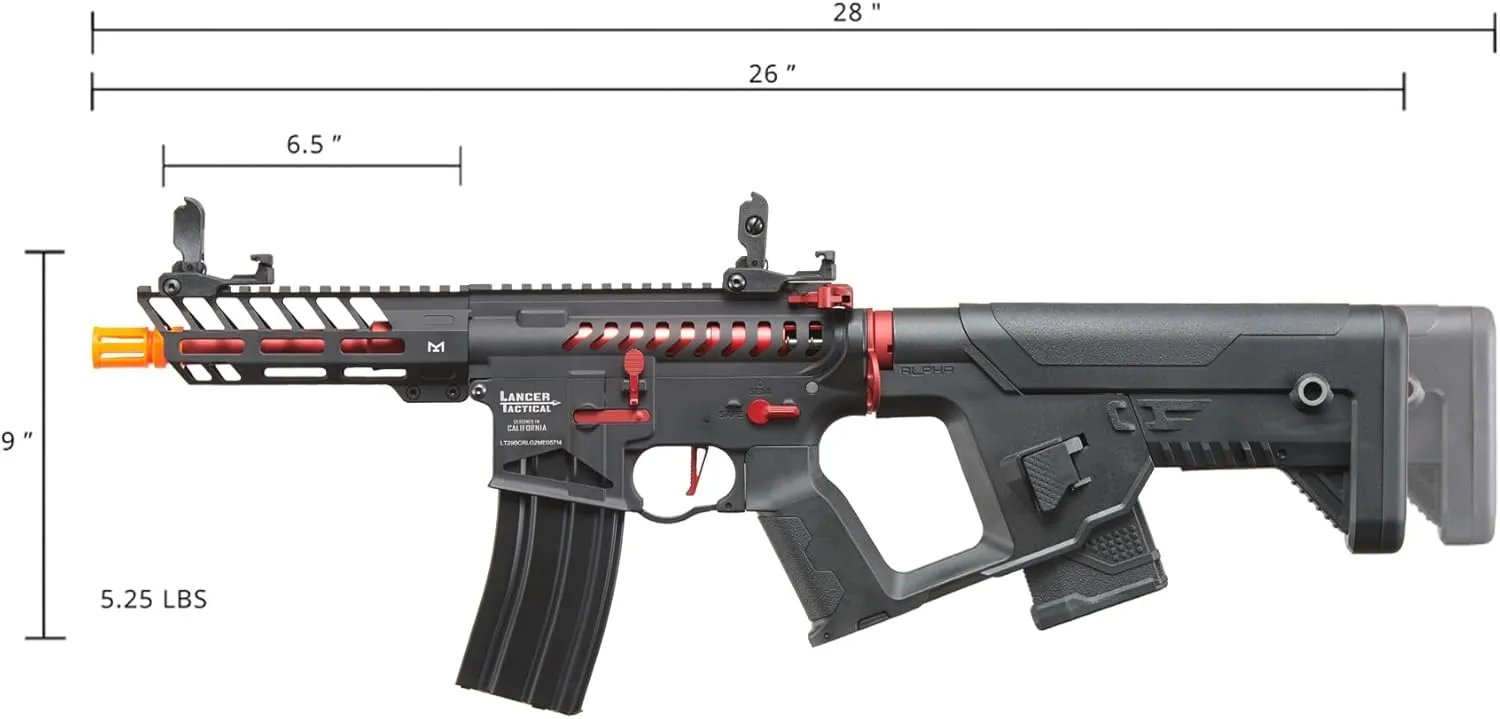 Lancer Tactical Gen 2 Proline 7'' Enforcer Needle Tail Skeleton Full Metal Airsoft AEG with Alpha Stock (ETU &Mosfet)- Two Magazines Included