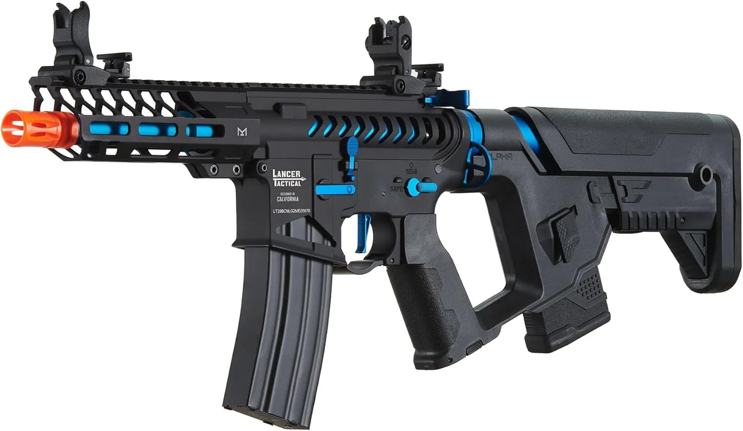Lancer Tactical Gen 2 Proline 7'' Enforcer Needle Tail Skeleton Full Metal Airsoft AEG with Alpha Stock (ETU &Mosfet)- Two Magazines Included